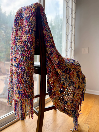 Carried Away chunky crochet multicolored blanket