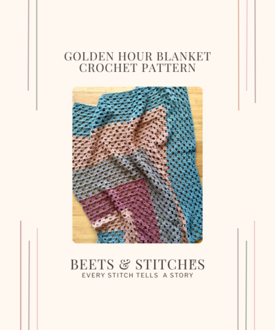 Golden Hour Blanket Crochet Pattern Cover with Cream Background