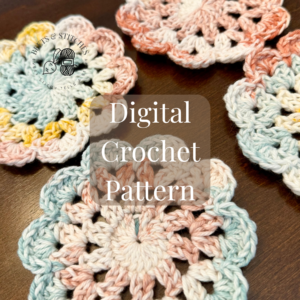 Easy Flower Petal Coaster Crochet Pattern in pastel colors