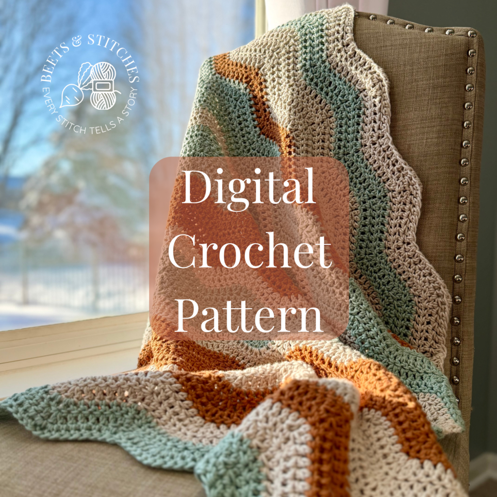 digital pattern for chevron baby blanket in tans and aquas