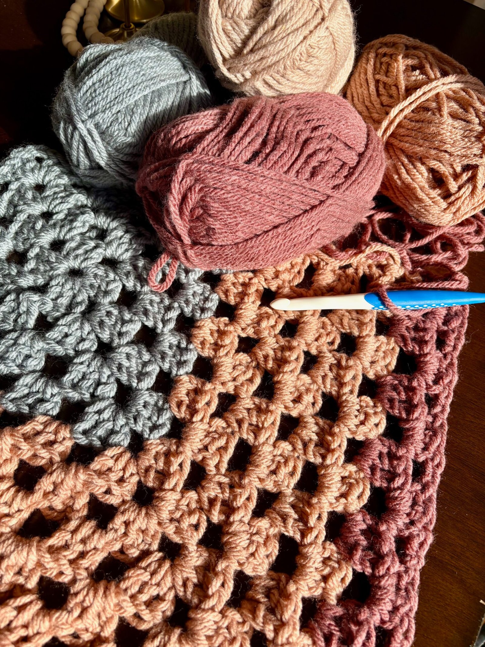 crochet work in progress by beets and stitches