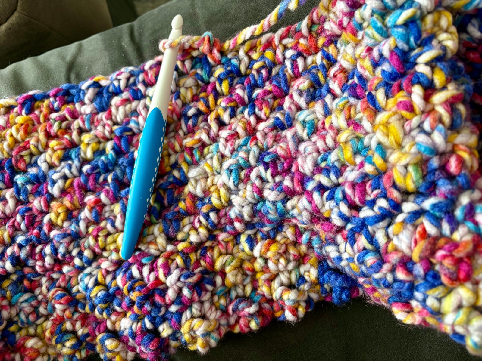 chunky crochet blanket work in progress