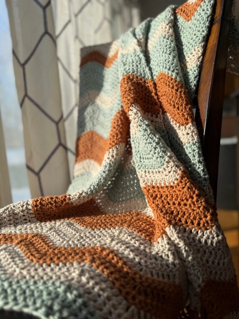 commissioned chevron baby crochet blanket