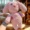 bunny boo plushie in pink soft yarn