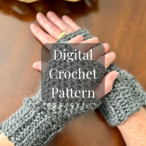 easy ribbed fingerless gloves crochet pattern cover 1